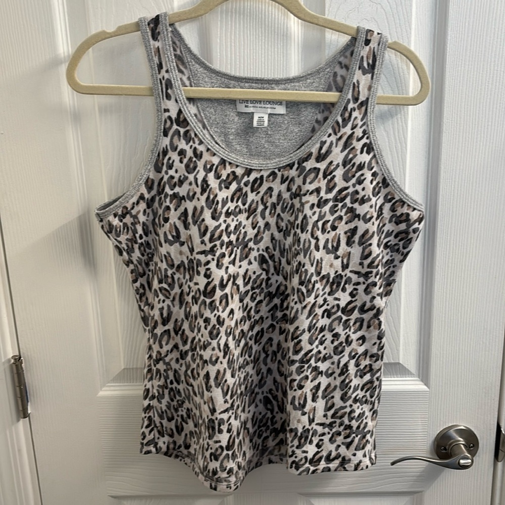 Women's LIVE LOVE LOUNGE Karen Neuburger Leopard Print Knit Tank Top - Size M